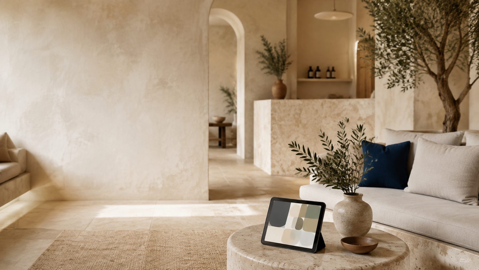 Interno di una SPA con tablet per la gestione digitale