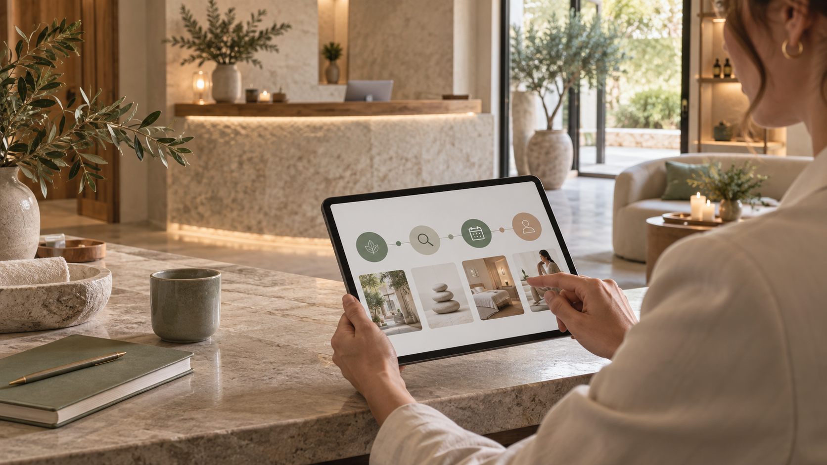 Responsabile di una SPA pianifica il percorso digitale verso la prenotazione
